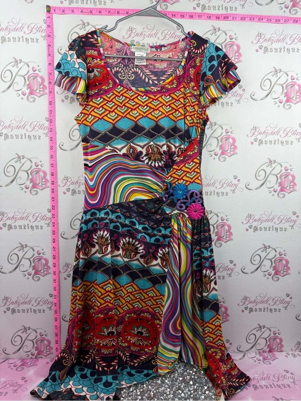 FARINELLI dress embroidered detail patch Bright Multicolor Floral Accent